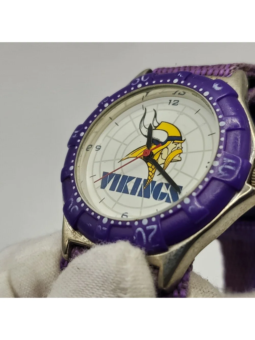 Vintage 1999 Vikings Sportm Kids Watch 28mm New Battery Nylon Band